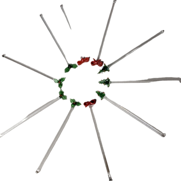Holiday Glass Swizzle Sticks Drink Cocktail Stirrers 10 - Picture 4 of 9